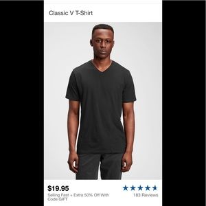 NEW! Gap Classic V-Neck Mens Medium T-Shirt 2-Pack
